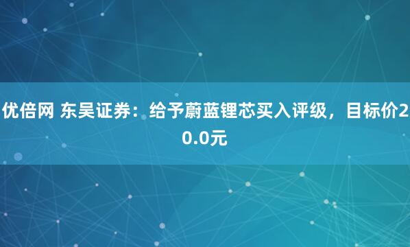优倍网 东吴证券：给予蔚蓝锂芯买入评级，目标价20.0元